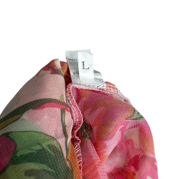 MultiStrap Fairycore Vacation Free People Inspired Pink Floral Maxi Dress Sz L - Picture 8 of 11